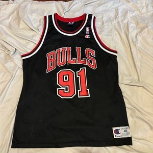 Vintage, vintage, rare, rare champion, champion Rodman jersey size 48 bulls